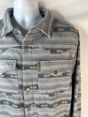 Cinch Mens Aztec button down Gray Fleece Shirt Jacket Shacket Medium Stretch