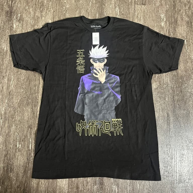 Reprint Jujutsu Kaisen Gojo Satoru Black Anime Manga Graphic Tee Men’s PA9004