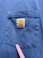 Carhartt Mens Size 2XL Blue Cotton Workwear Pocket T-Shirt K87 Stained