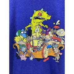 Nickelodeon Cartoon Characters Shirt Men’s XL 48 Chest Blue Rugrats Ren Stimpy