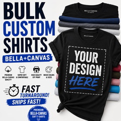 Custom Bella Canvas 3001 T-Shirt Soft Premium Tee Fast Print S-3XL Unisex