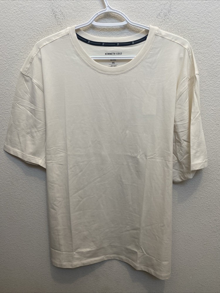 Kenneth Cole Active Men T-Shirt 2XL Off White Short Sleeve Crew Neck Tee NWT
