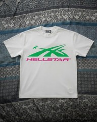 Hellstar Sports Logo White T-Shirt – Green/Pink