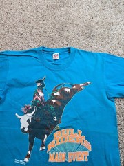 Vintage Rodeo America T Shirt Mens Large Teal Blue 90s Single Stitch Anvil USA