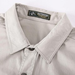 Men’s Long-Sleeve Western Shirts Cotton Button-Up Military Style