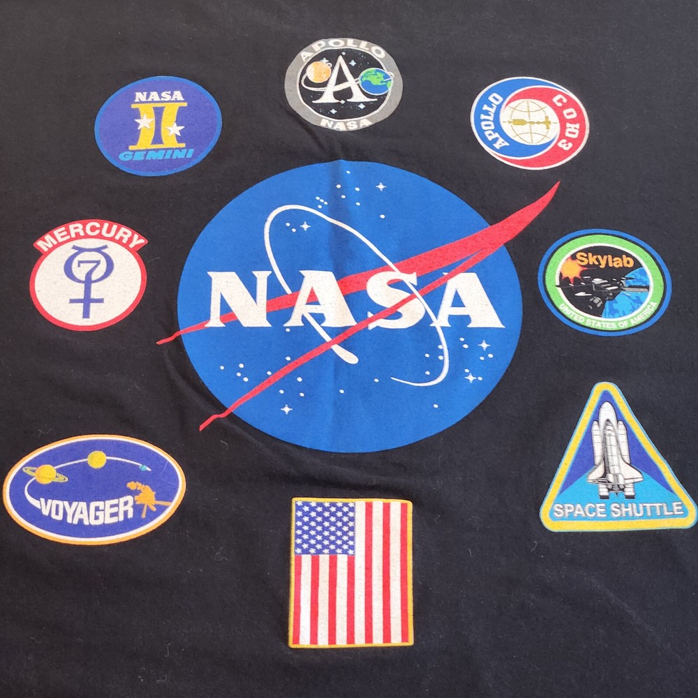 NASA Meatball Logo 7 Historic Space Programs Men’s XL F&B Print T Shirt USA Flag