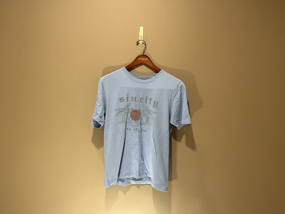 Las Vegas Nevada Sin City Shirt Light Blue Anvil Knitwear Mens Large Cotton