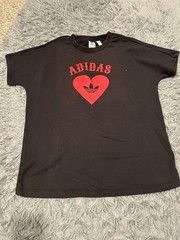 adidas Originals Black/Red Trefoil Logo Graphic Double-Sided Tee, Size S
