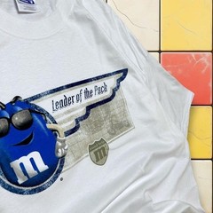 Vintage M&M Candy Cartoon Tee Y2K Men XL White Leader Of The Pack Promo Shirt