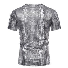 Men’s party stage glossy short sleeved round neck T-shirt
