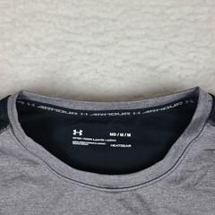 Under Armour Shirt Men Medium Gray Black Fitted Heatgear Performance T-Shirt NEW