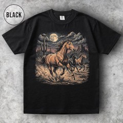 Wild Horses Western Cowboy Ranch Animal Farm Vintage Style Comfort Tee