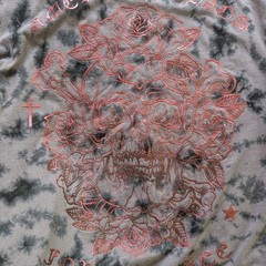 Affliction Men’s Grunge Skull T-Shirt XL | Red Foil “Live Fast” Vintage Style