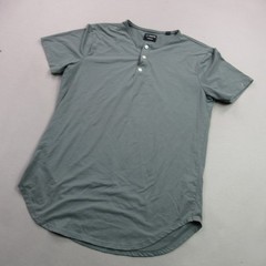 Cuts Shirt Mens Medium Short Sleeve Henley Crew Neck Buttons Pullover Green