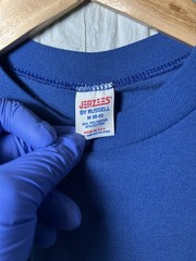 VINTAGE JERZEES 1980S CLUB GIRLS BUTTERFLY SINGLE STITCH BLUE SHIRT SZ M USED!