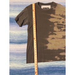 Upcycled Bleach Wash Tee Charcoal Olive Gold Asymmetric Mens Large Moths
