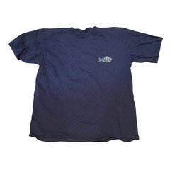 Vintage 90s Fish Blue Navy Shirt Graphic Ocean Casual Streetwear Retro Cotton