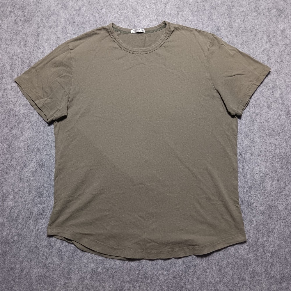Buck Mason Shirt Mens Medium Green Cotton Crew Neck Tee Drop Cut USA Huckberry