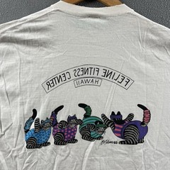 Vintage Crazy Shirts Feline Fitness Center Shirt Mens Large Cartoon Cats Hawaii