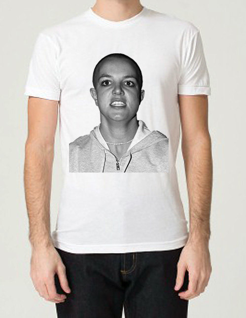Bald Britney Spears Unisex White Crewneck T-Shirt