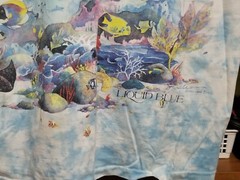 Vintage Liquid Blue Coral Reef Aquatic Paradise Tie Dye T Shirt Single Stitch L