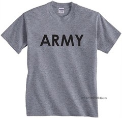 Mens 100% Cotton Streetwear Army PT T-Shirt Hip Hop Training Top