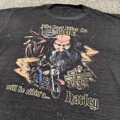 Vintage Harley Davidson Last Biker On Earth Wizard 3d Emblem T-Shirt