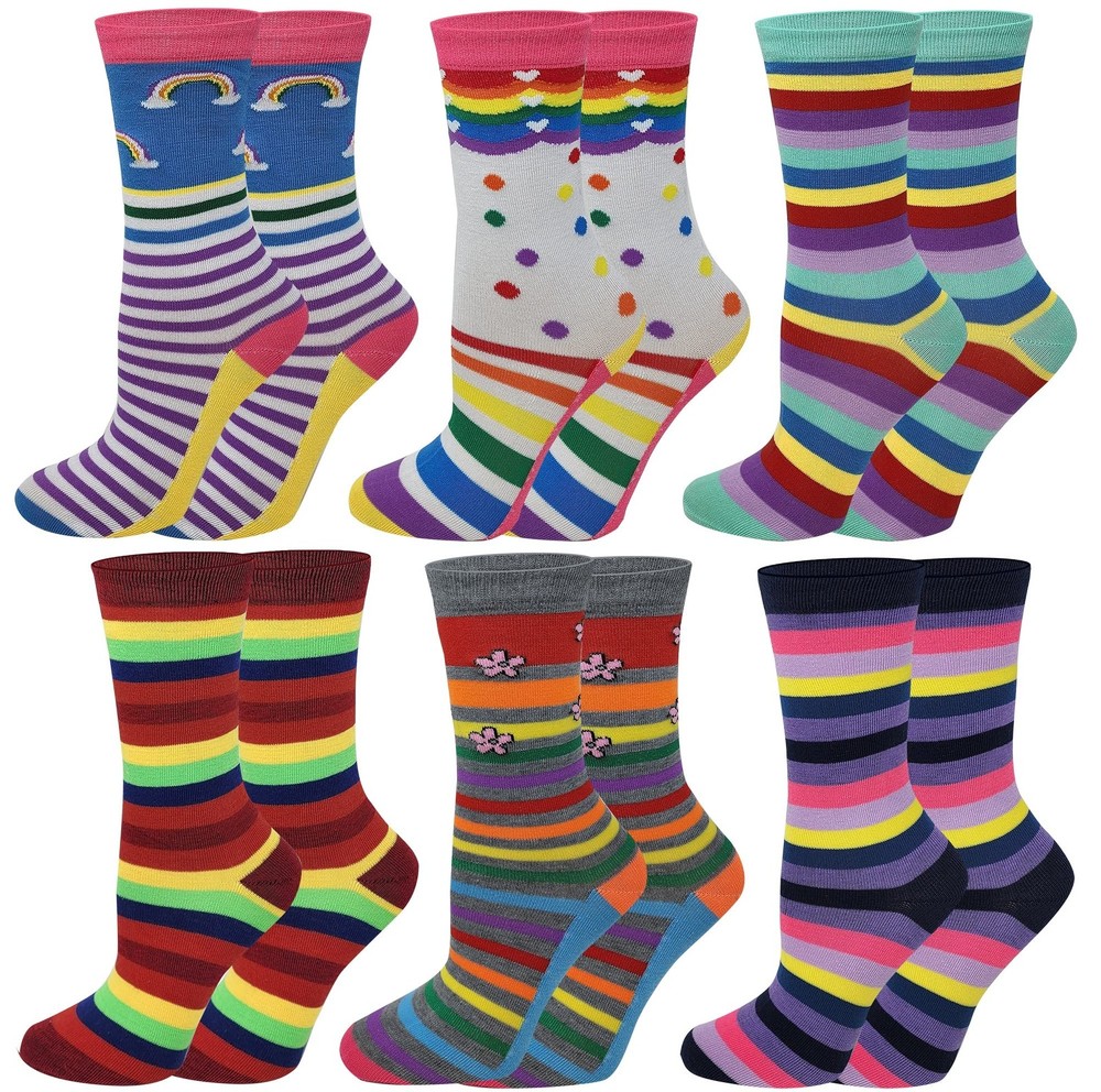 Sumona 6 Pairs Women Colorful Fancy Design Soft & Stretchy Novelty Crew Socks…