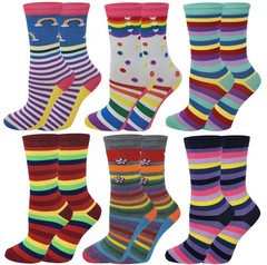 Sumona 6 Pairs Women Colorful Fancy Design Soft & Stretchy Novelty Crew Socks…