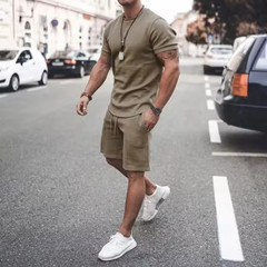 Men’s Casual Short Sleeve T-Shirt Set Lightweight Breathable Summer Outfit