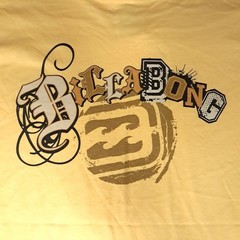 Y2K Billabong Surf T-shirt Mens Large Yellow Magazine Cut Spellout Logo