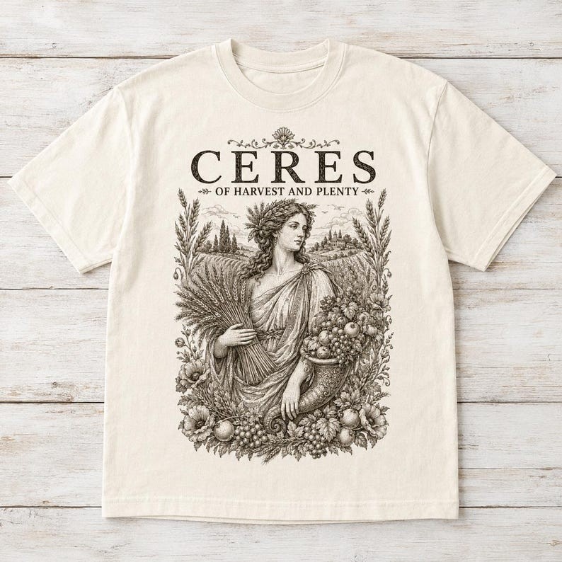Ceres Goddess of Harvest T-Shirt | Vintage Roman Mythology, Dark Academia Tee