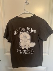 Southern Attitude Gray S/M Short Sleeve Crew Neck Double-Sided Cat Tee