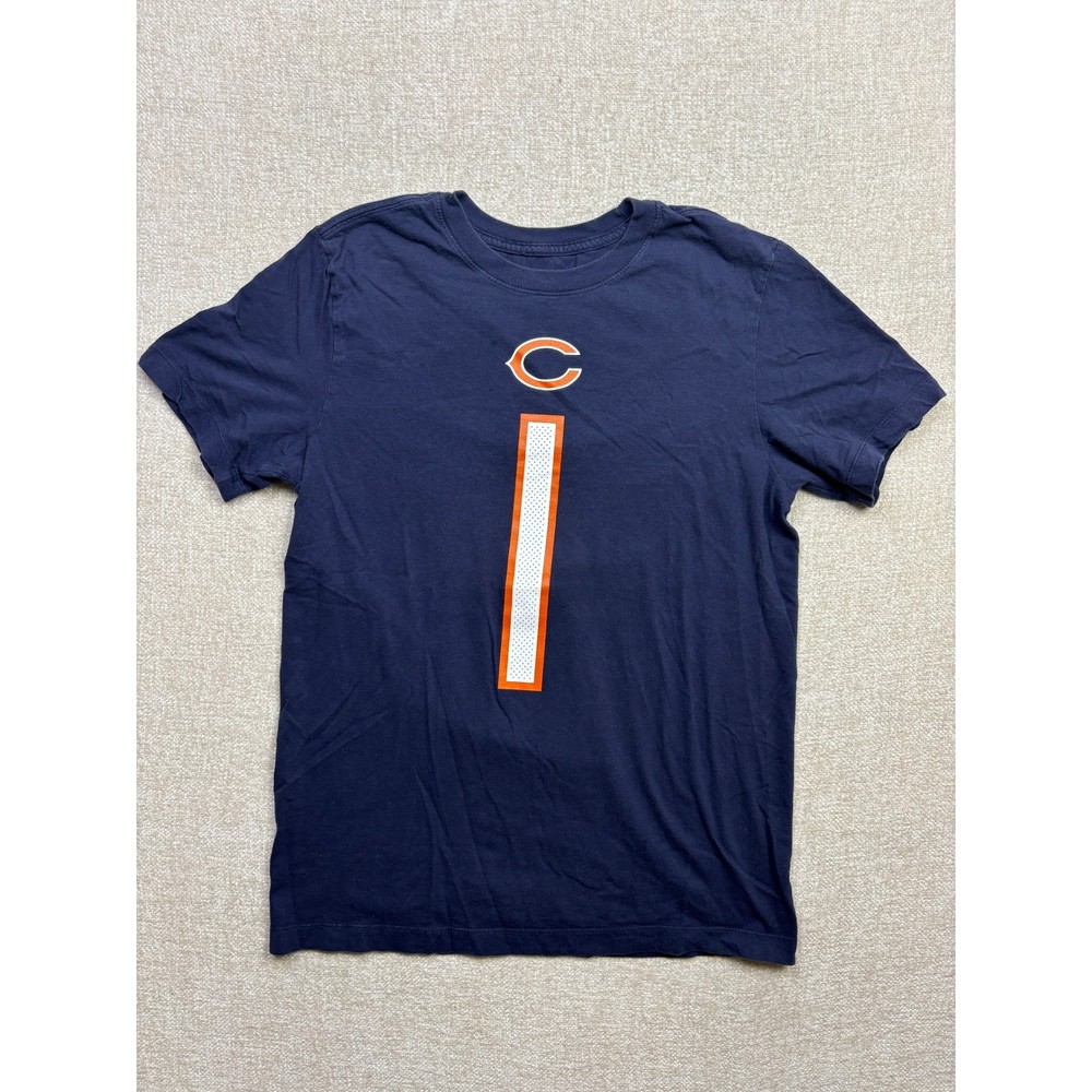 Nike Chicago Bears Justin Fields 1 Navy Blue Player T-Shirt Mens Small NFL Tee