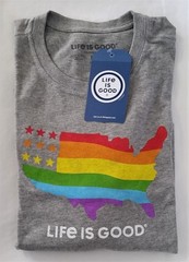 Life Is Good SS Shirt Crusher Tee RAINBOW MAP USA Grey Chest43in Mens M
