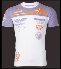 AMERICAN FIGHTER White Purple BLACKOUT Athletic Graphic T-shirt NWT