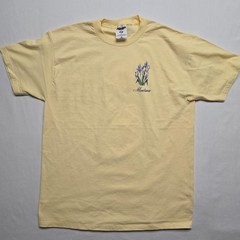Vintage Montana Shirt Mens Large Yellow Floral Iris Graphic Made USA Jerzees 90s