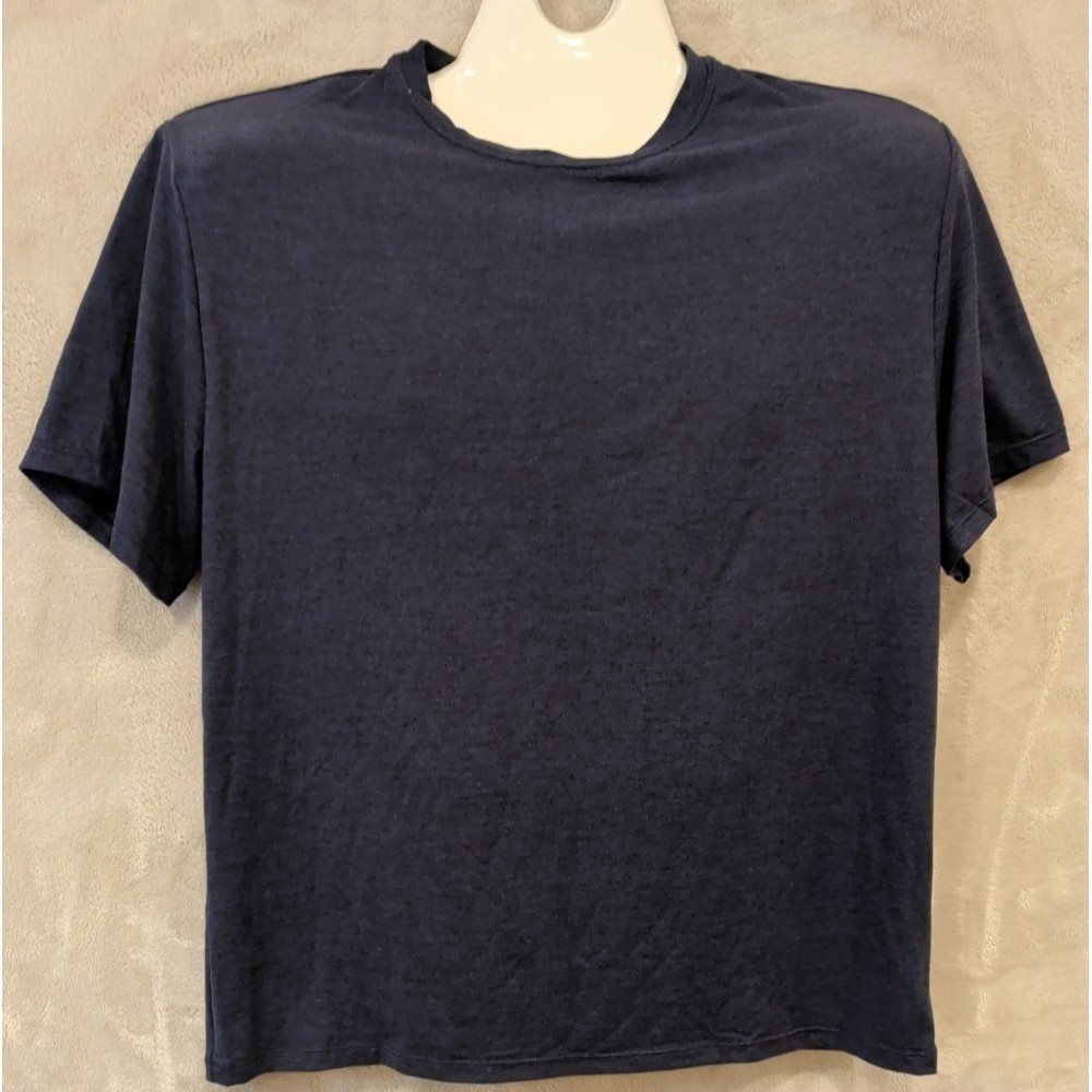 Men’s Navy Blue Stretch T-Shirt Size S Polyester Elastane Athletic Casual Tee