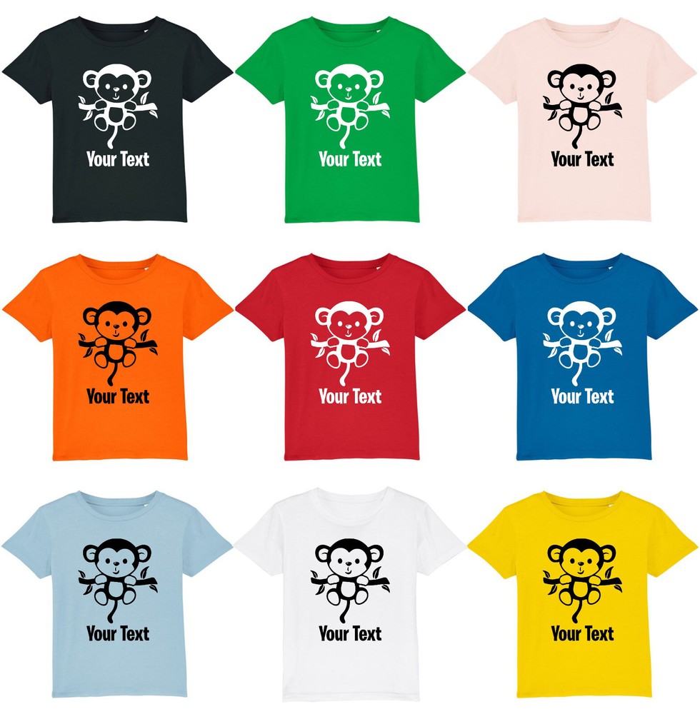 Personalised Monkey Your Text T-Shirt Cute Funny Monkey Lover Animal Unisex Top