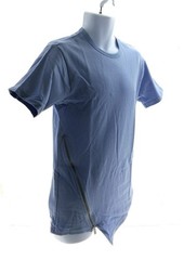 LR Scoop Mens Medium Blue Asymmetrical Hem Zip Accent Cotton T-Shirt Modern Tee
