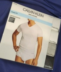 Calvin Klein 4 V-Neck Classic Fit T-Shirts M Black White Gray Cotton SHIPS FREE!