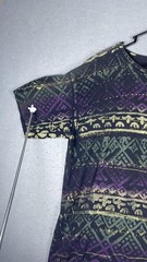 East Beach Club Shirt Mens Large Black Purple Elephant Tribal All Over Print