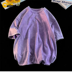 Vintage Acid Washed T-Shirt Men Distressed Heavyweight Cotton