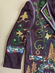 Artisan OOAK Upcycled Hand painted Blazer Jacket Colorful People Jewels 23″ PTP