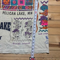 Vintage 90s USA Body Building Stock Pelican Lake Test Print AOP Shirt Size Large