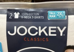 Jockey Mens Tall Man Classic V-Neck 2 Pack 2XLT T-Shirts 100% Cotton Brand New
