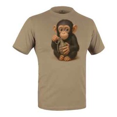 Monkey with Grenade Tactical T-Shirt Tan 499 Military Morale Graphic Ukraine
