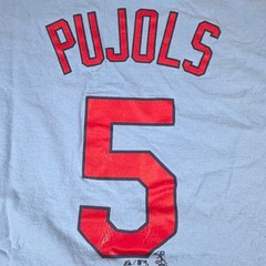 Majestic St Louis Cardinals Albert Pujols 5 MLB T-Shirt Light Blue Mens XL K3