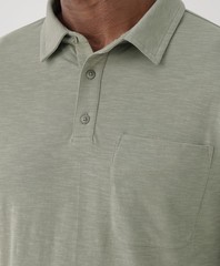 Pact Men’s Field Midweight Slub Long Sleeve Polo Small Shadow Green Top