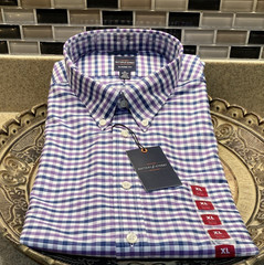 Dockers Battery Street Men’s 17-17.5 32/33 Blue Purple Check NWT